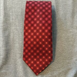 Valdano Italy Milano 100% Silk, Red Patterned Men's Tie
